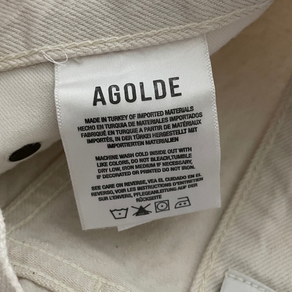 AGOLDE Dee High Rise Cut Off Jean Shorts Cream White Size 24 - Picture 6 of 7